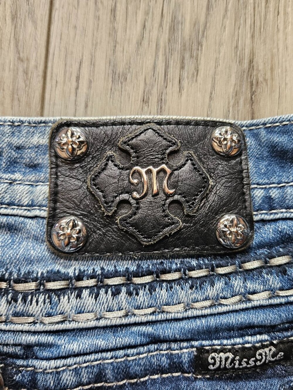 Miss Me Medium Blue Rhinestone Embellished Skinny Jeans - Picture 8 of 13